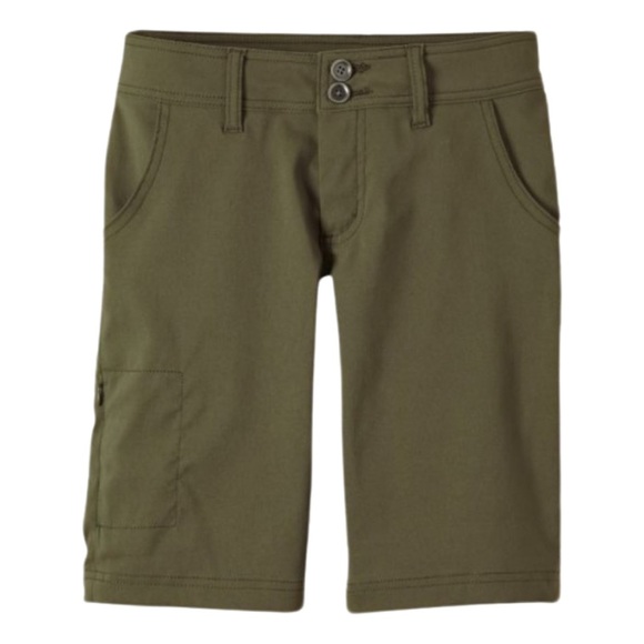 PRANA Halle Hiking Long Shorts Slate Green Olive Stretch Quick Dry Size 0 - Picture 2 of 13
